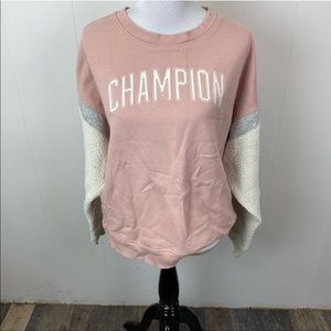 Champion Pink Sweatshirt With Sherpa Sleeves